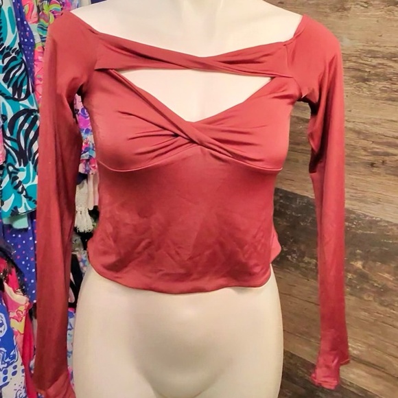 Meshki Rust Cutout Long Sleeve Blouse - Picture 1 of 6